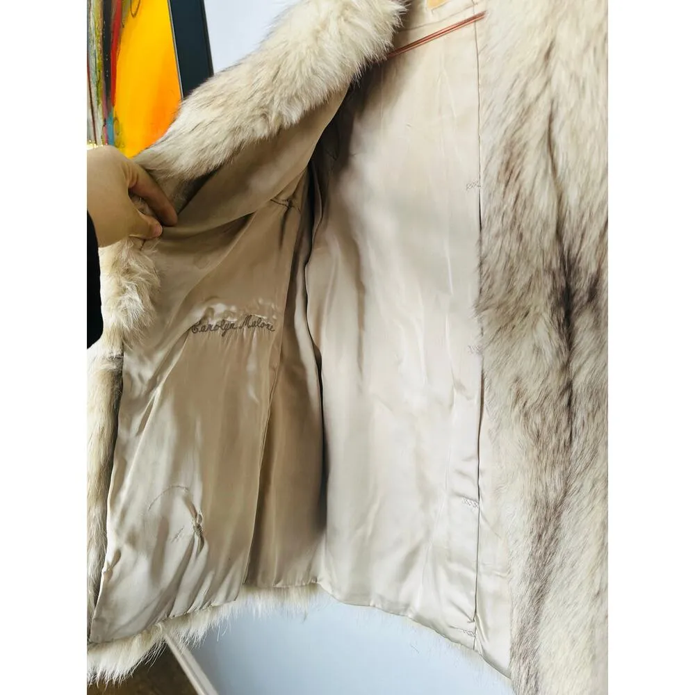 Vintage MINK White Fur Long Sleeve Front Pockets Coat Size Medium - Image 8
