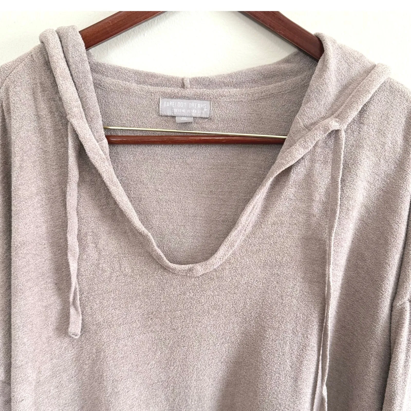Barefoot Dreams Women's CozyChic Ultra Lite Pullover Hoodie Taupe Size 2XL - Image 3