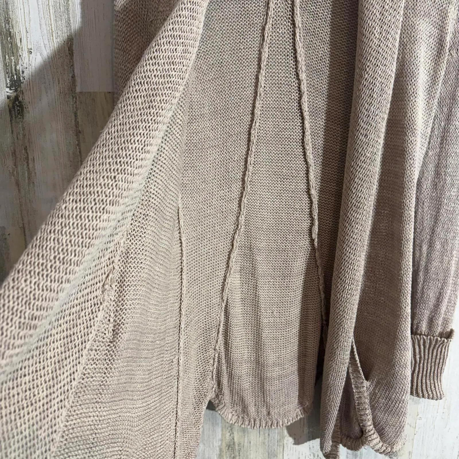 Anthropologie Linen Long Cardigan Angel Of The North Lightweight Beige Women XS - Image 7