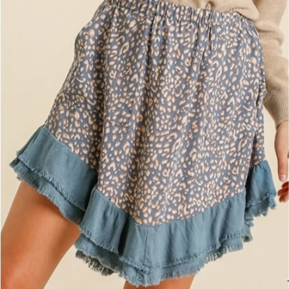 UMGEE medium leopard print skirt pockets front not lined elastic waistband NWT - Image 10