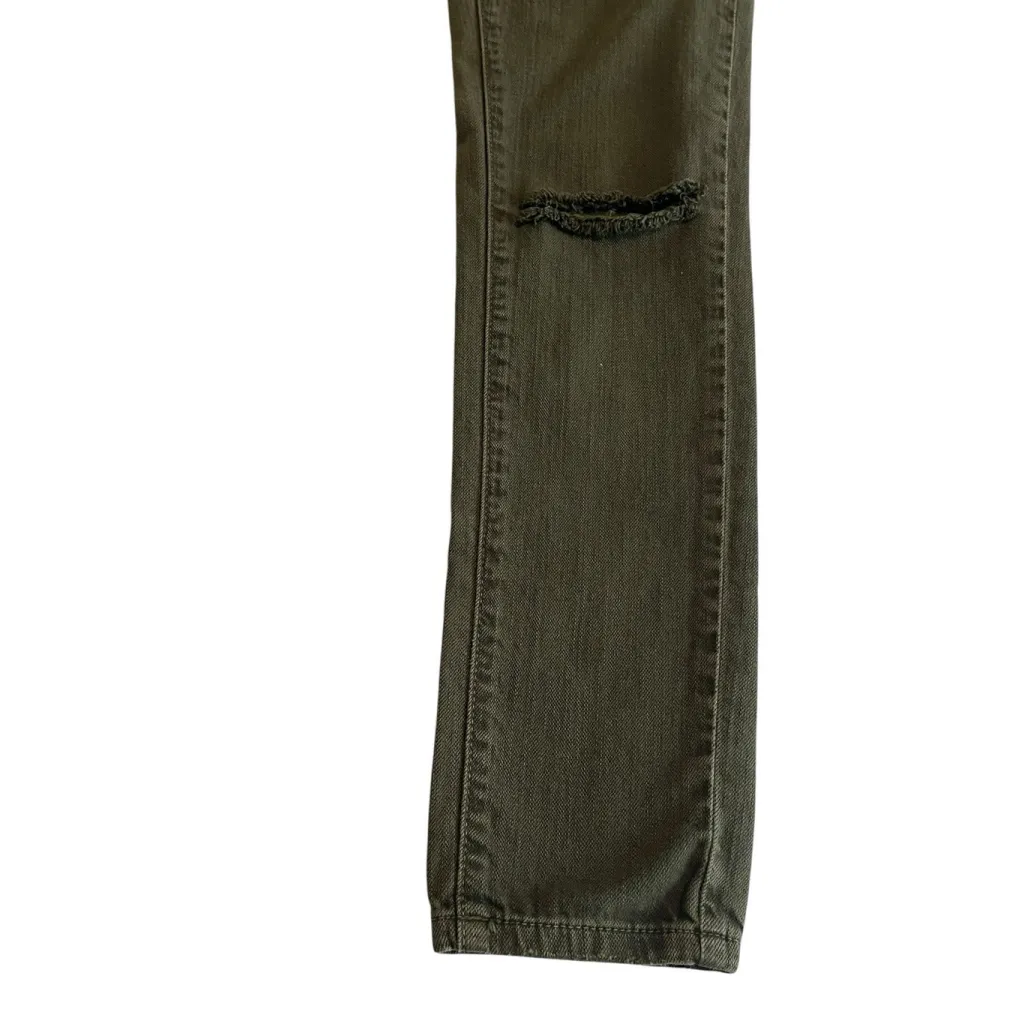 Carmar Jeans Womens Size 27 Army Green Distressed Slim Straight Stretch Denim - Image 4