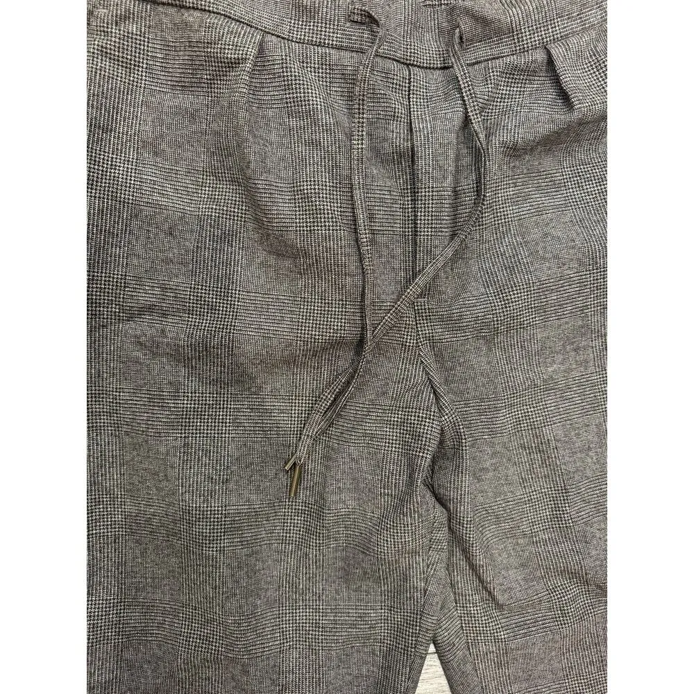 Zara Size 6 Plaid Pants Grey/Black/Brown Elastic Waist Trousers Dress Pants - Image 4