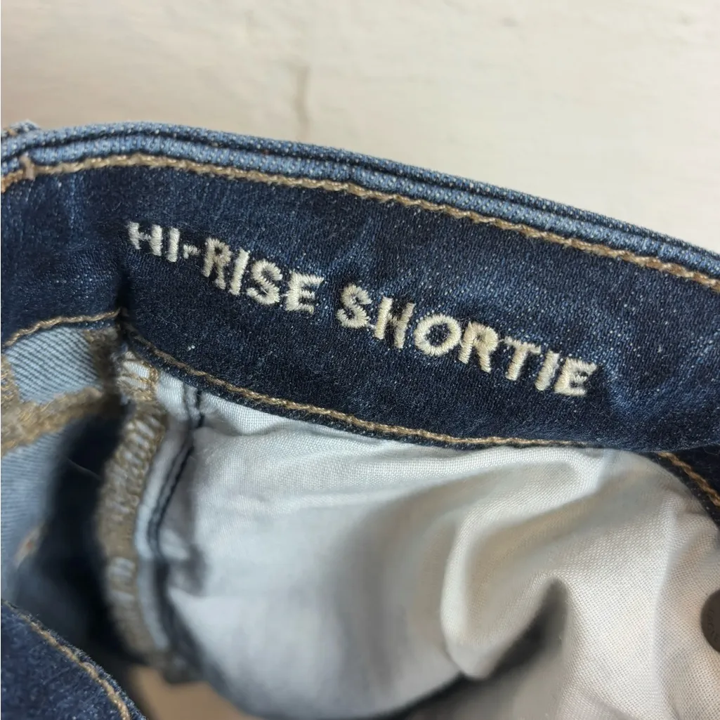 American Eagle High Rise Denim Dark Wash Shortie Shorts Next Level Stretch Sz 4 - Image 6