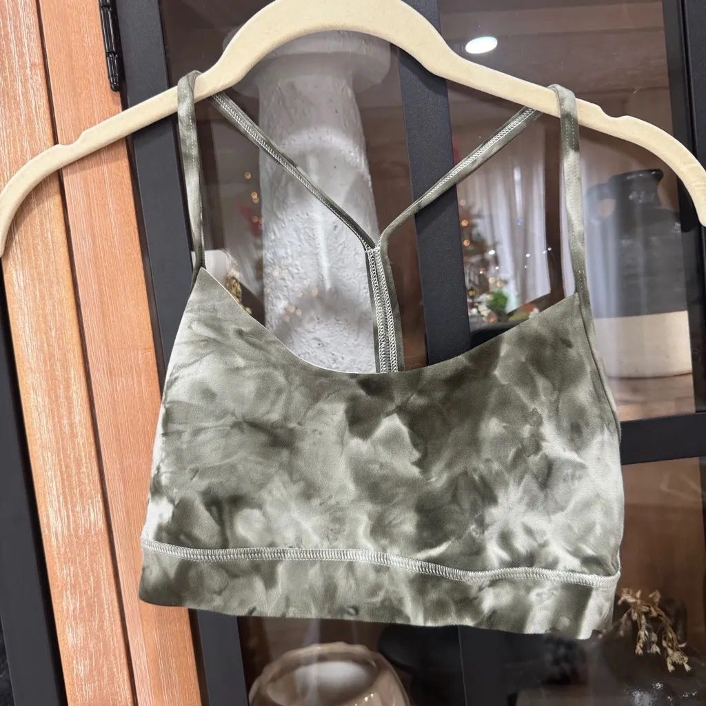 Lululemon Flow Y sports Nulu Bra Diamond Dye Light Sage Medium Olive tie tank - Image 2