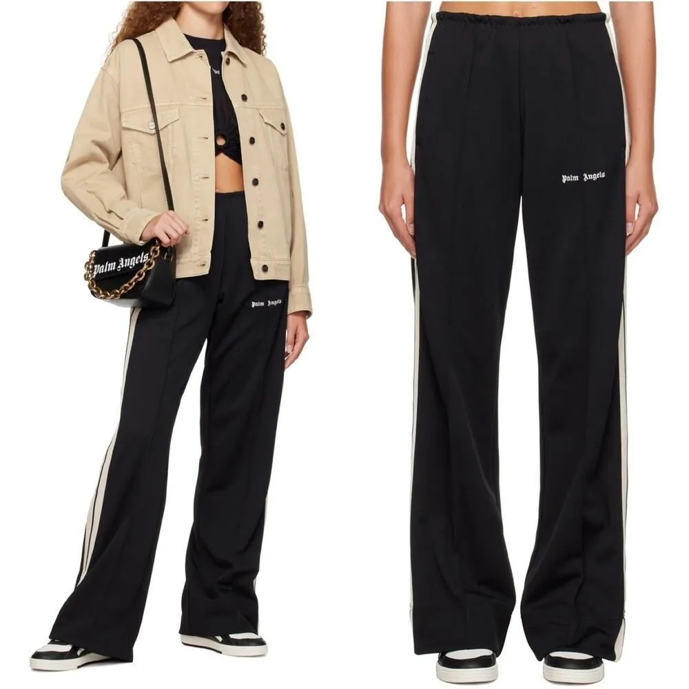 Palm Angels Track Pants Womens Large 44 Black Striped Wide Leg Street Sporty US8 - Image 2