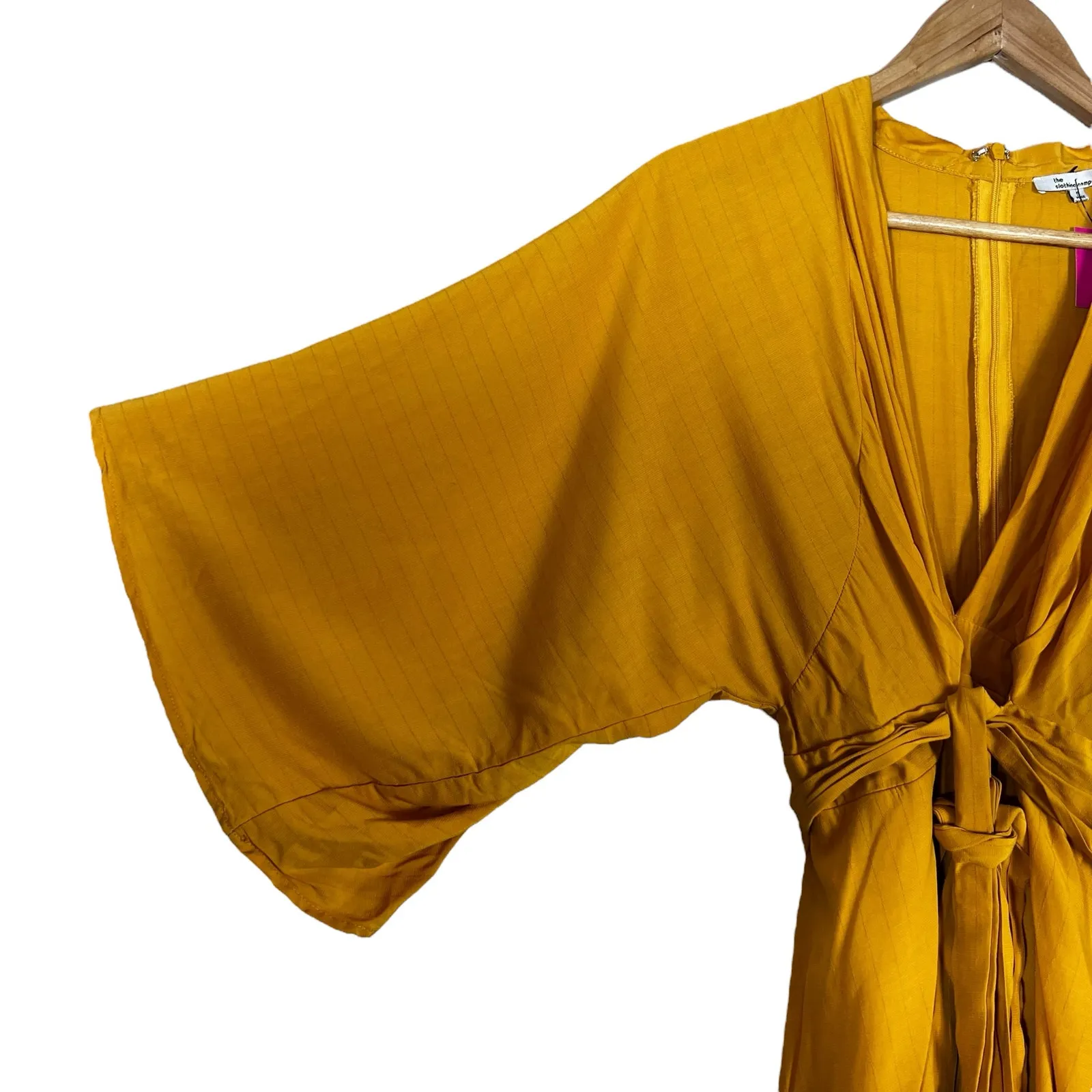 NWT The Clothing Company Kimono Dress Womens M Mustard Tie Front Boho Western - Image 4