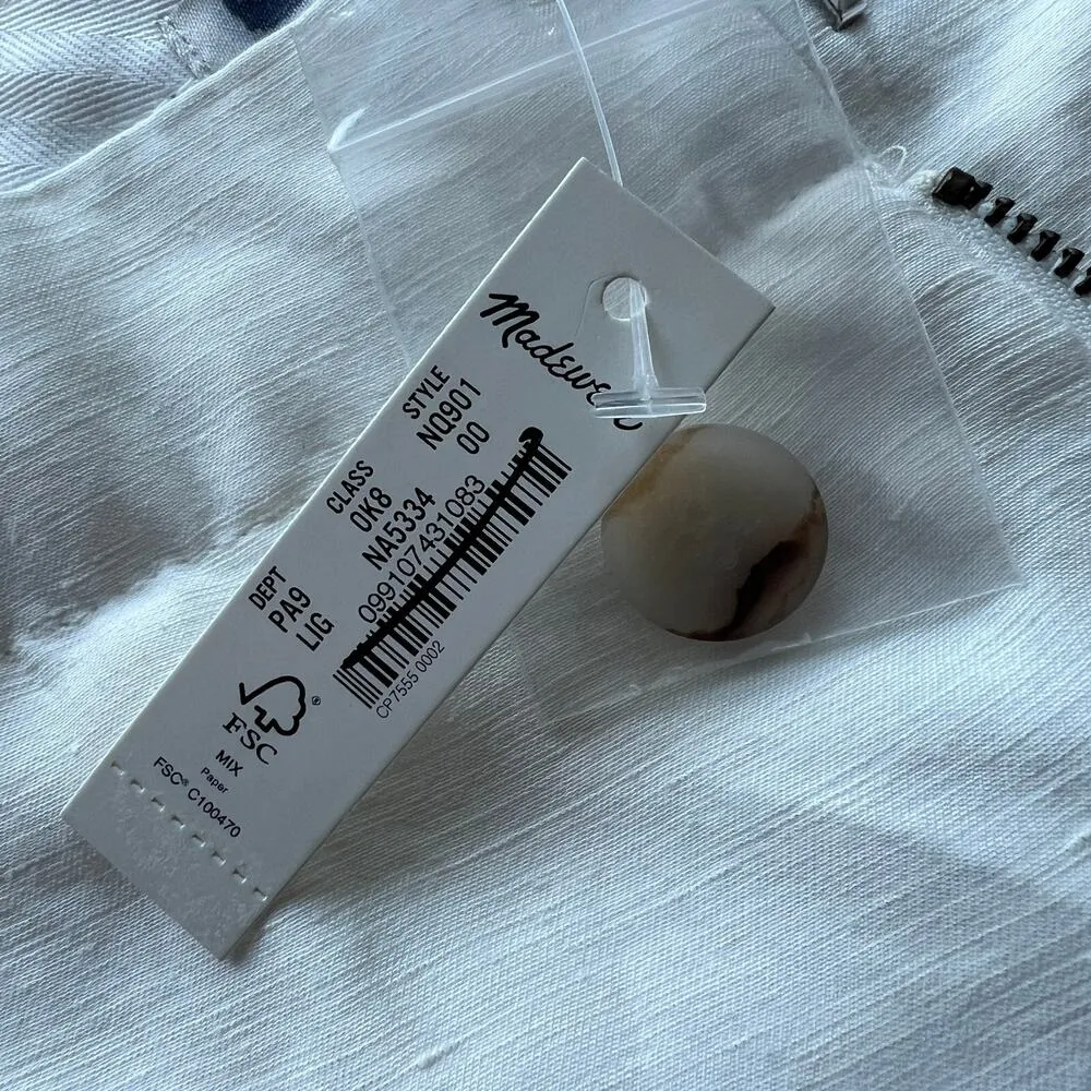 Madewell Mid-Rise Straight Pants Linen Blend Womens Size 00 White See Through - Image 5