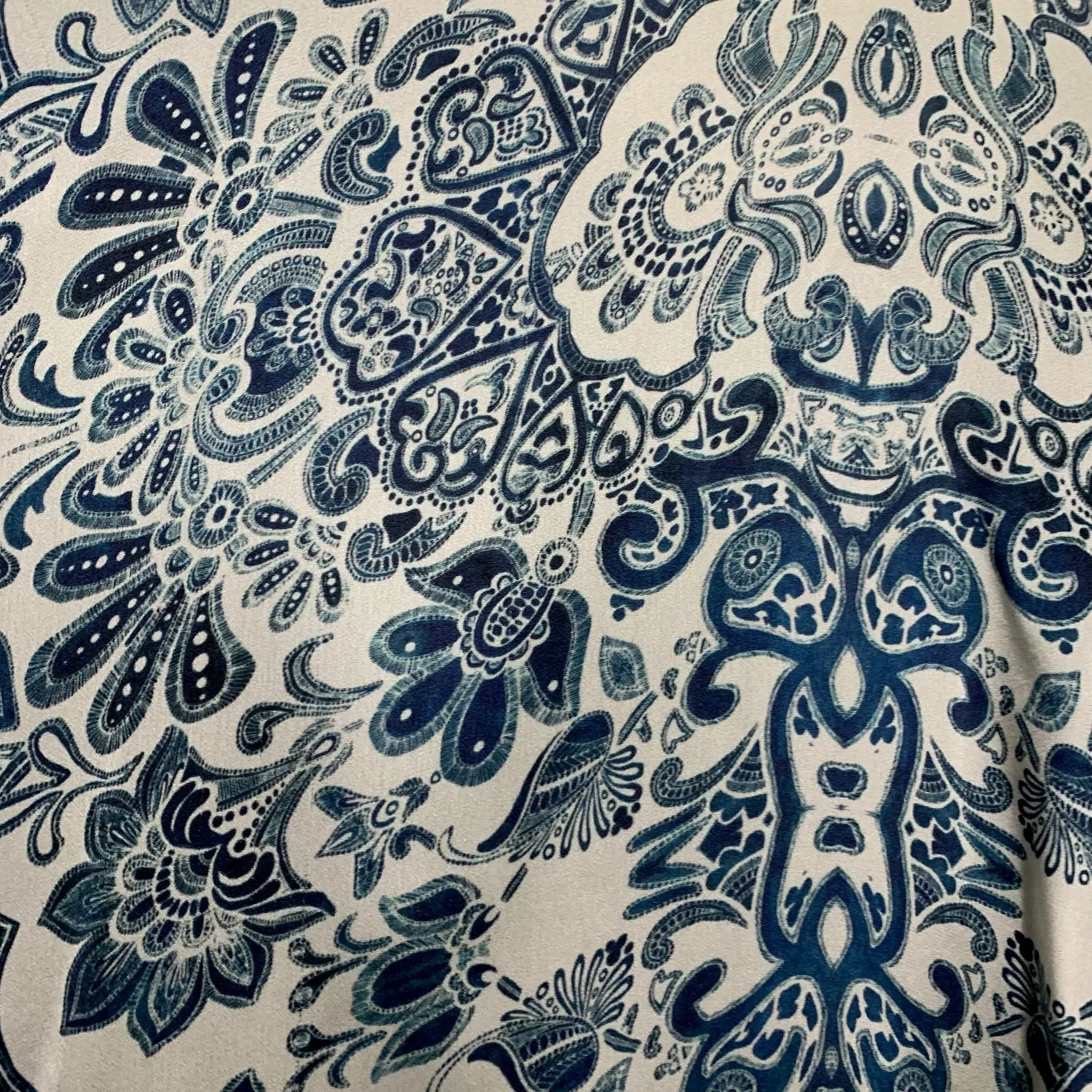 Johnny Was Biya Tunic Paisley Blue Grey Top Womens XS - Image 6