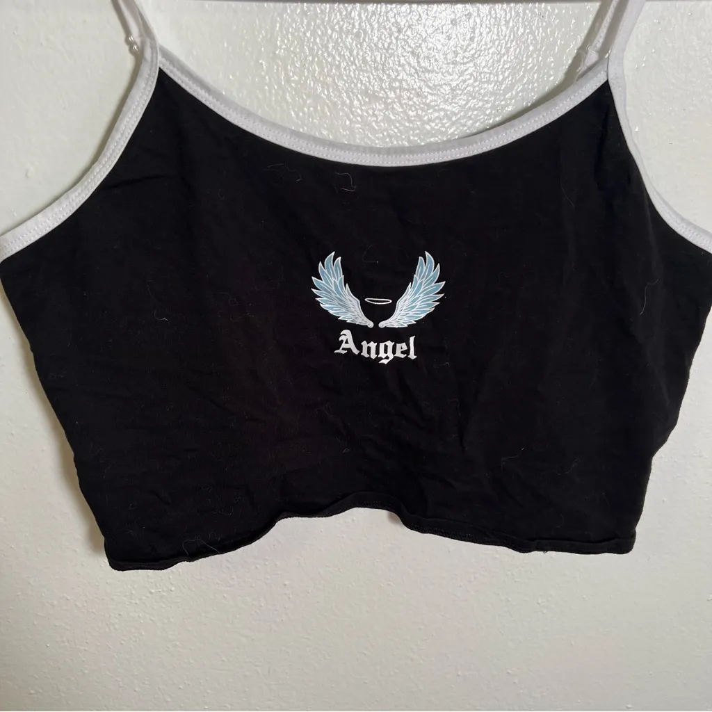 No Boundaries Cropped Tank Top Black Angel L 11-13 - Image 3