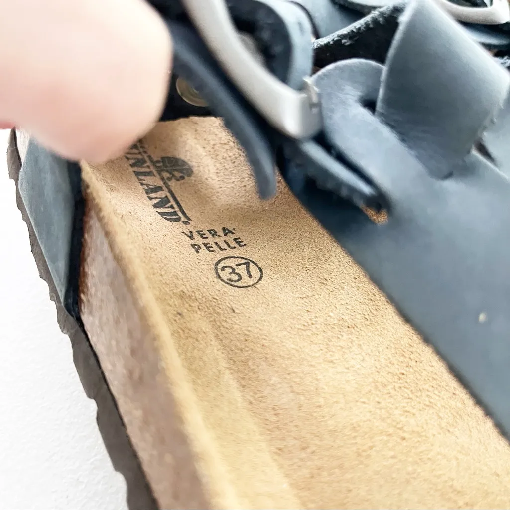 Grundland Thong Leather Sandals in Dark Blue Size 6 - Image 6