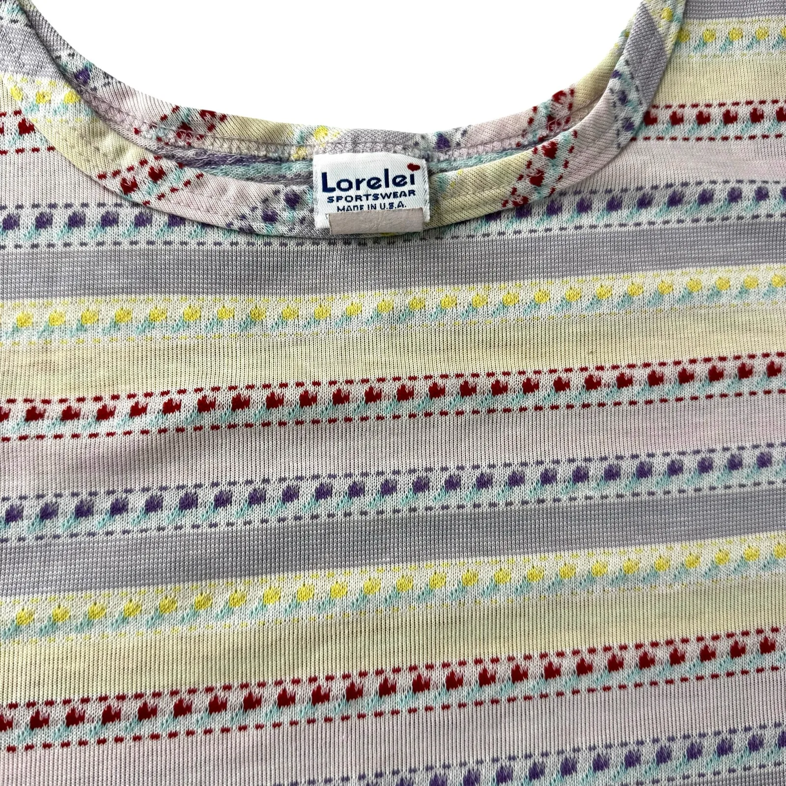 Vtg Pastel Knit Tank Top 80s Cottagecore Coquette Soft Aesthetic Wmns Lg Boxy Purple - Image 2