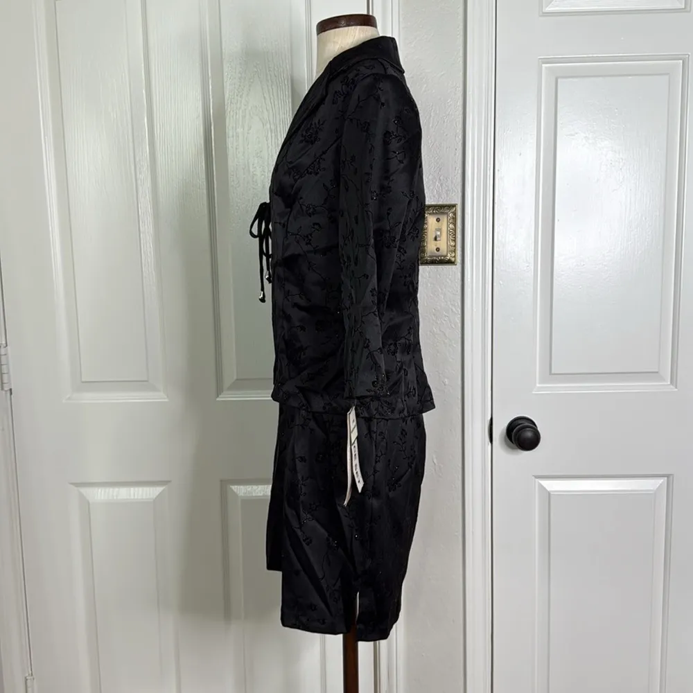 Y2k glitter tie front blazer and skirt set Black Size 10 - Image 4