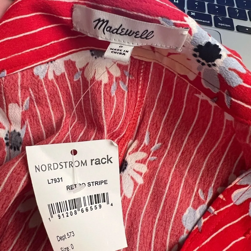 Madewell Daisy Side Button Skirt Retro Stripe Lipstick Red 0 - Image 6
