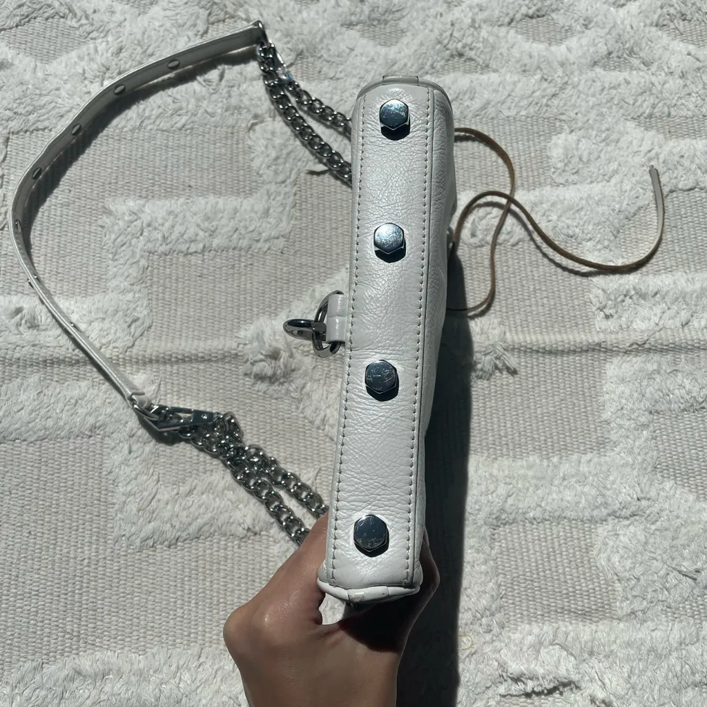 Rebecca minkoff white mini mac convertible cross body shoulder bag with silver - Image 8