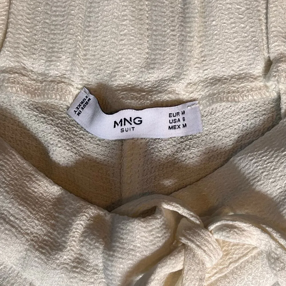 MNG Mango 100% Viscose White Shorts.  Size Medium - Image 3