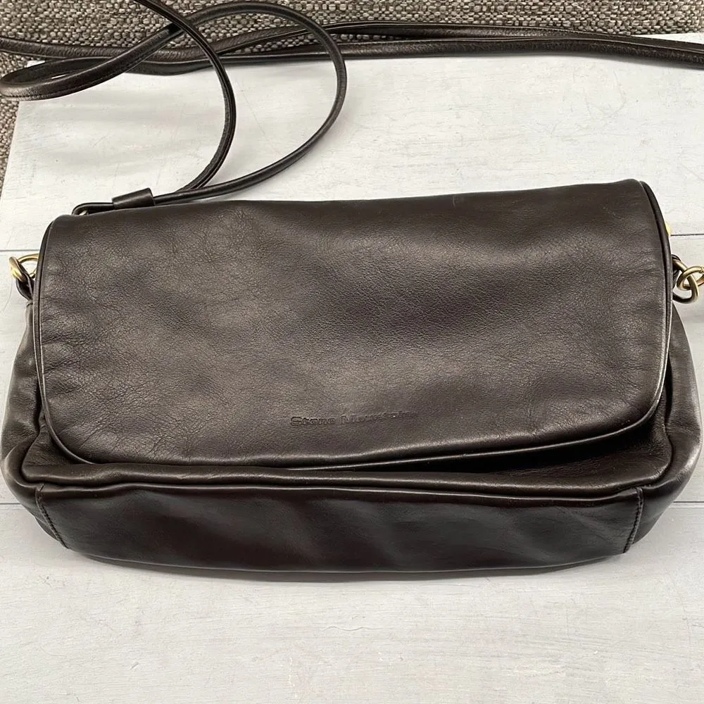 Vintage Shoulder Bag Med Stone Mountain Dark Brown Leather Minimalist Soft 90s Brown - Image 9