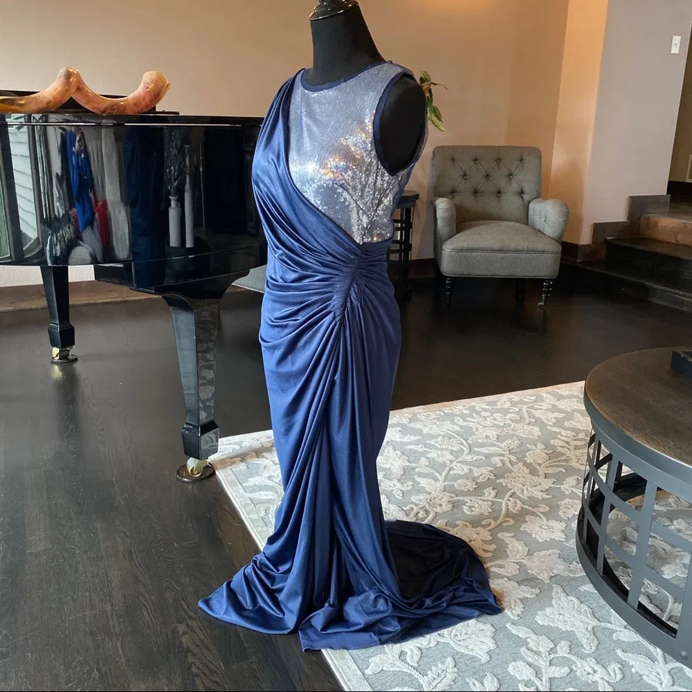 🛍️ Adrianna Papell Navy Blue Sequined Dress - Image 4