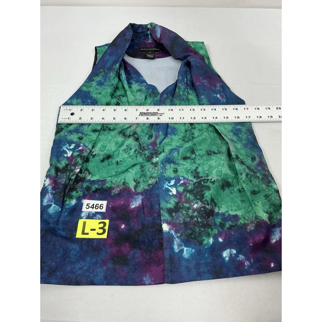 Womans Grace Elements Blouse Pullover XS Purple Green Tye Dyed V Neck Collar - Image 5