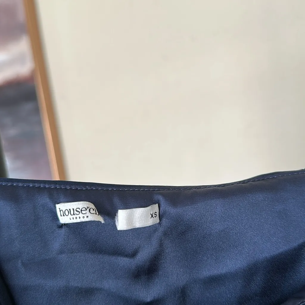 HOUSE OF CB 'Charlene' Navy Satin Bias Cut‎ Maxi Skirt NWOT Size XS - Image 4
