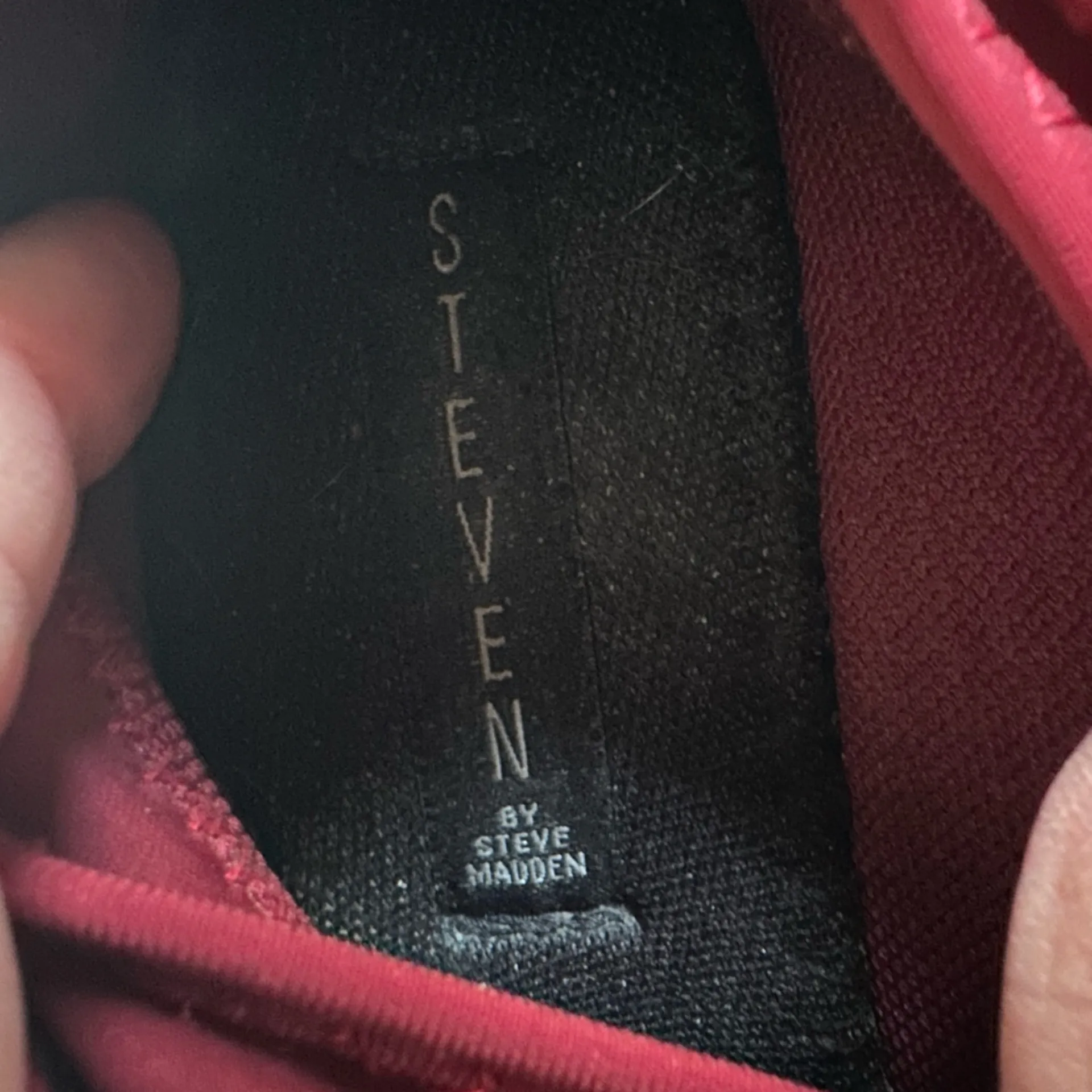 Steve Madden Comfort Wedge Shoes Red Woven Women’s Size 8 Toggle Lace Stretch - Image 8