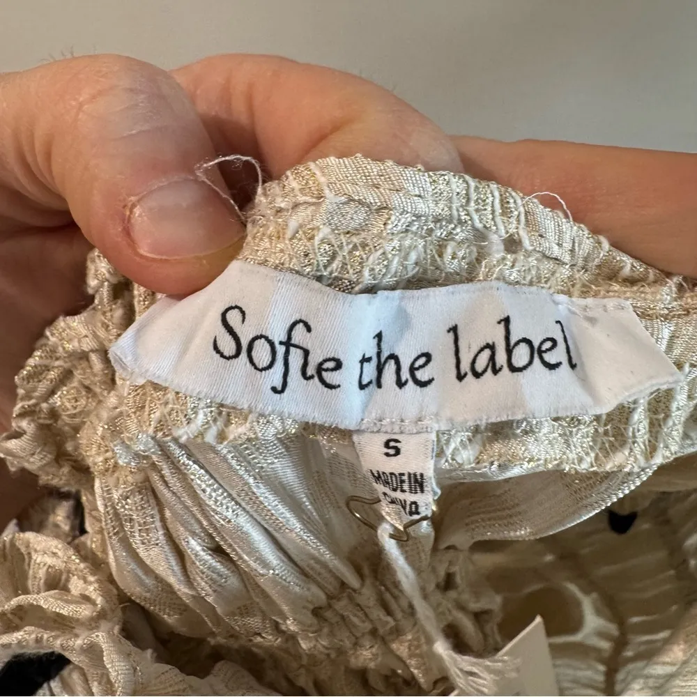 NWT Sofie the Label Claire Dress Gold Jacquard Velvet Straps Size Small - Image 15