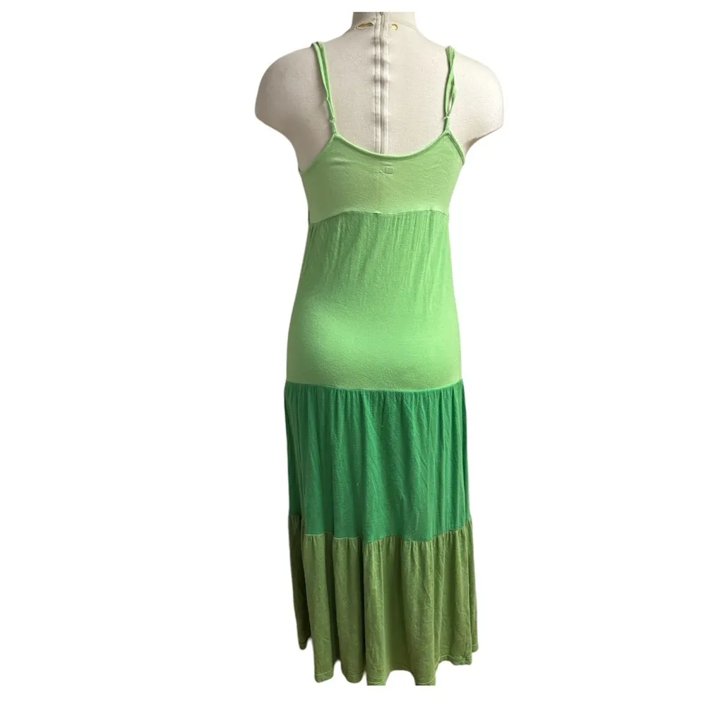 Multi Green colored cotton spaghetti strap maxi dress size S - Image 2