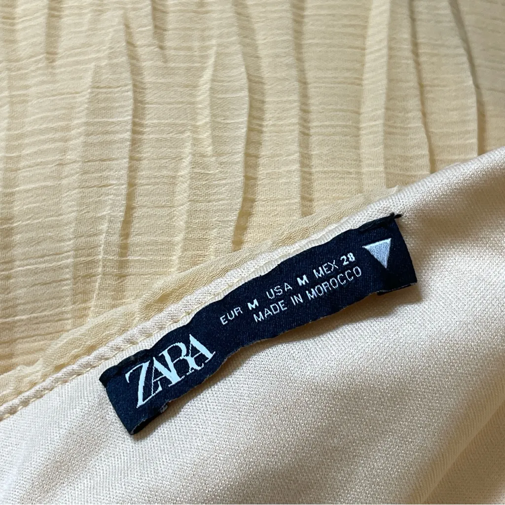 Zara Fairy Dress ruffle crinkle asymmetrical mini womens Yellow medium festival - Image 2