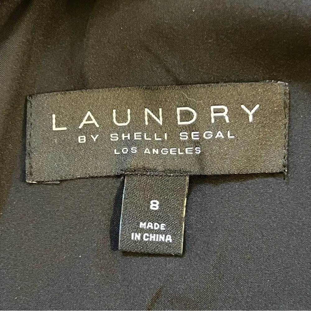 Laundry by Shelli Segal Tropical Satin Dress Sz 8 Black Tan Resort Beach Summer - Image 8