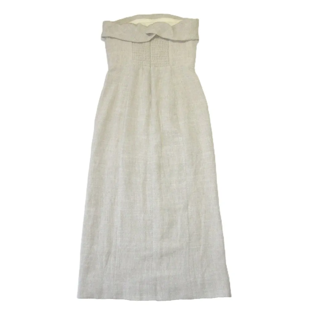 NWT Sezane Ottie in Biscuit Linen Blend Strapless Midi Dress 34 / 2 - Image 9