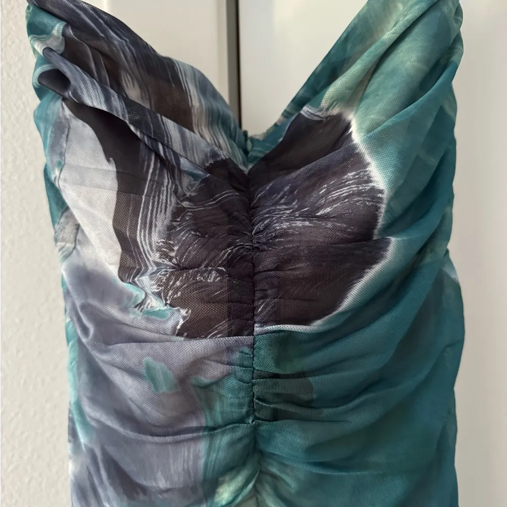 12th Tribe Strapless Teal and Navy Dress - Image 4