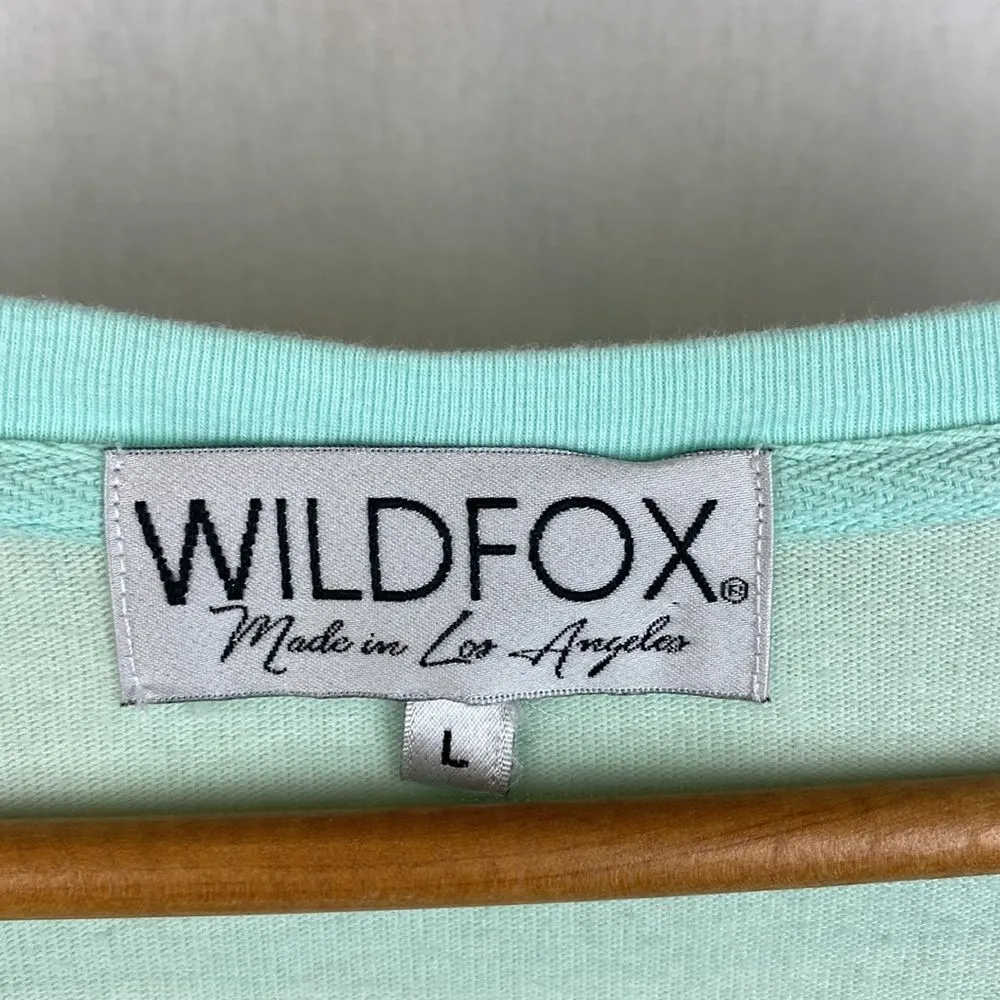 Wildfox Blue Aqua Beach Bum Long Sleeve Lounge Sweatshirt L - Image 5