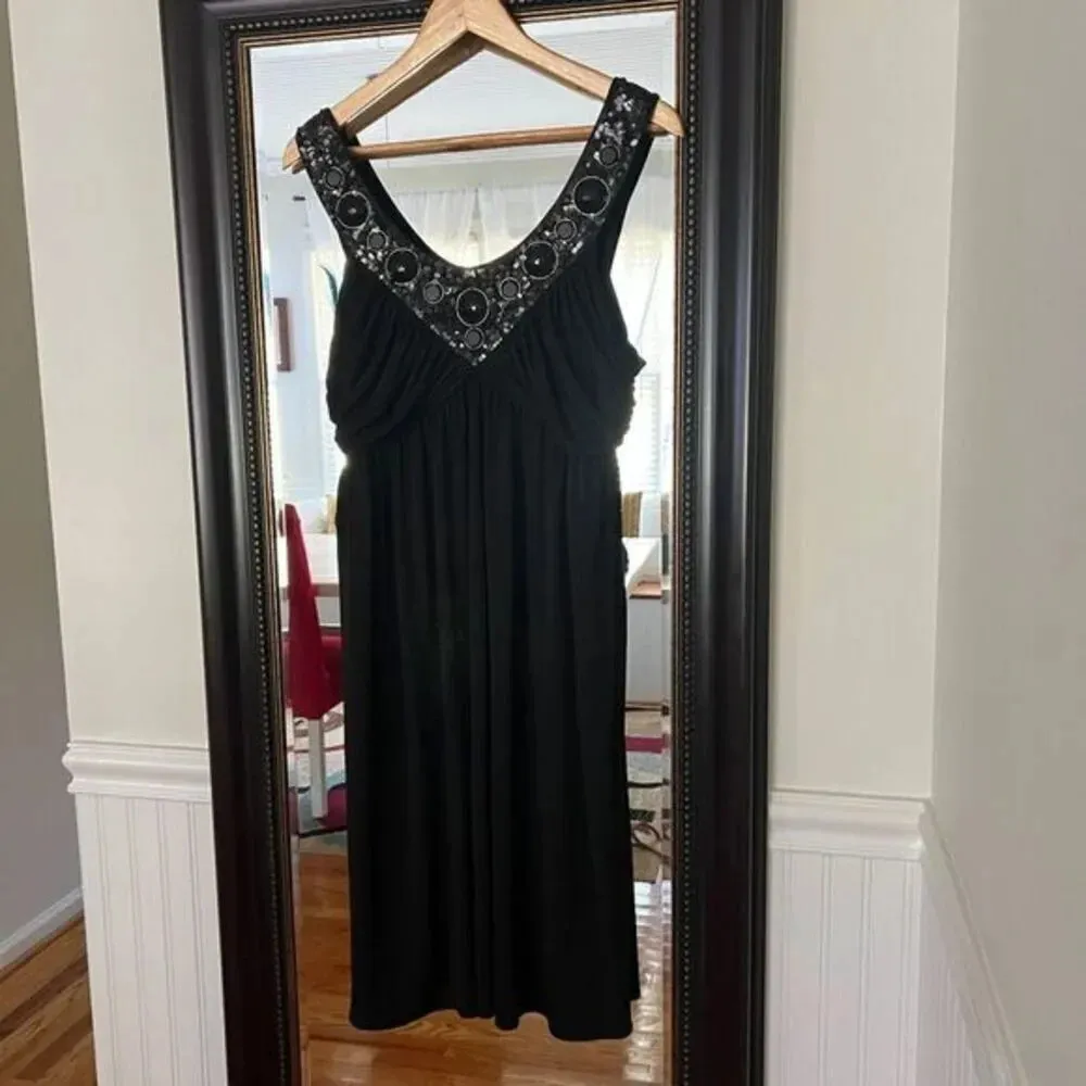 Maggy London V‎ Neck Bedazzled Cocktail Dress Size 14 Black Size L - Image 2