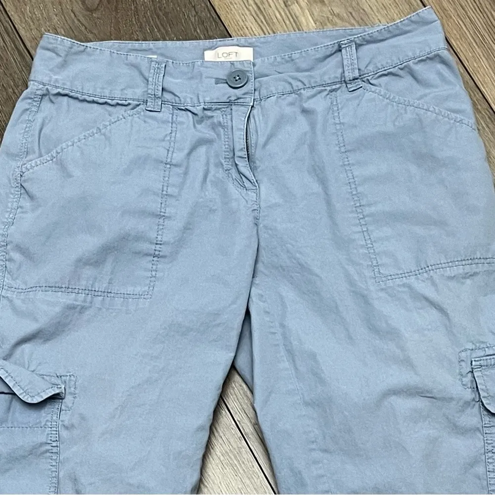 Loft Pants Womens Blue Cargo Tapered Ankle 4 Capsule Modest Mature Preppy Costal - Image 10