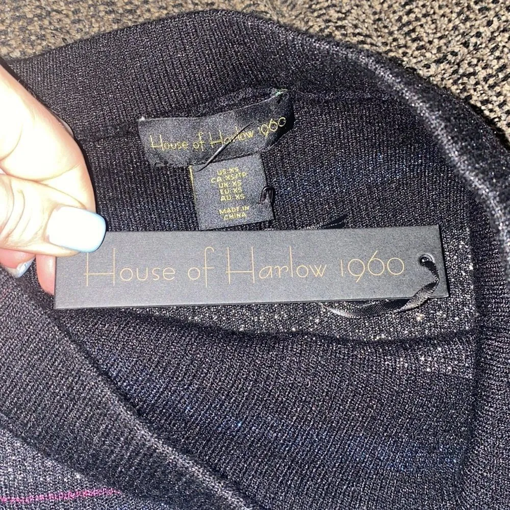 ✨ House of Harlow 1960 Ribbed Sparkle Sweater Striped Fitted Midi Skirt✨ - Image 6