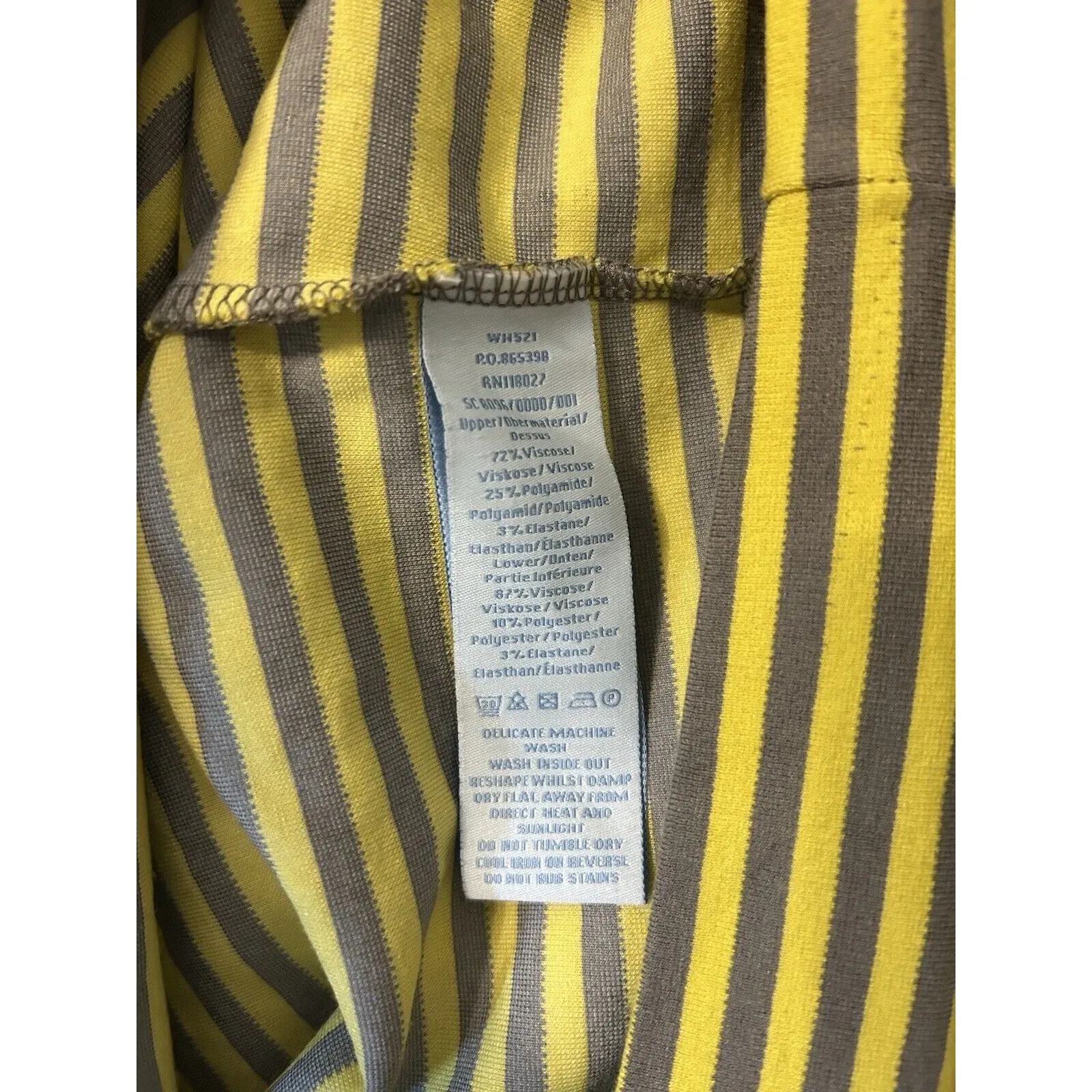 Boden Women Lila Dress 8L Gray Yellow Striped‎ Peter Pan Collar Cap Sleeve Retro Size 8 - Image 12