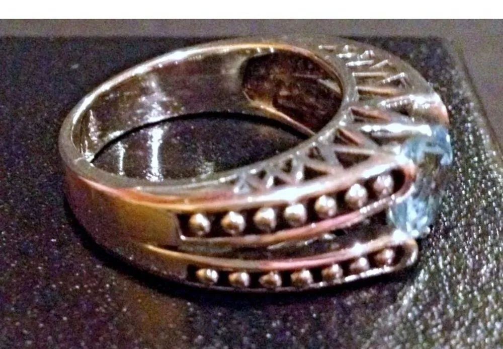 STERLING SILVER AND TOPAZ WOMEN'S RING ART DECO - Image 3