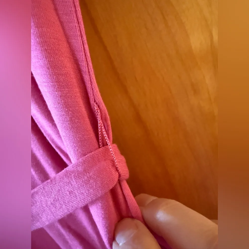 Talbots Pink Dress Basket Weave Neckline Tie Waist Stretch Colorful NWT Large - Image 8