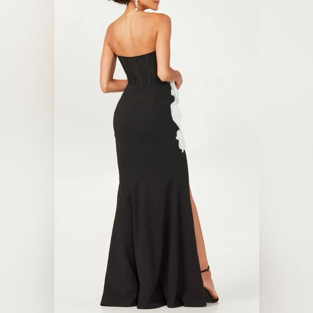 Helsi Gisele Sweetheart Strapless 3D Floral Gown Black - Image 3