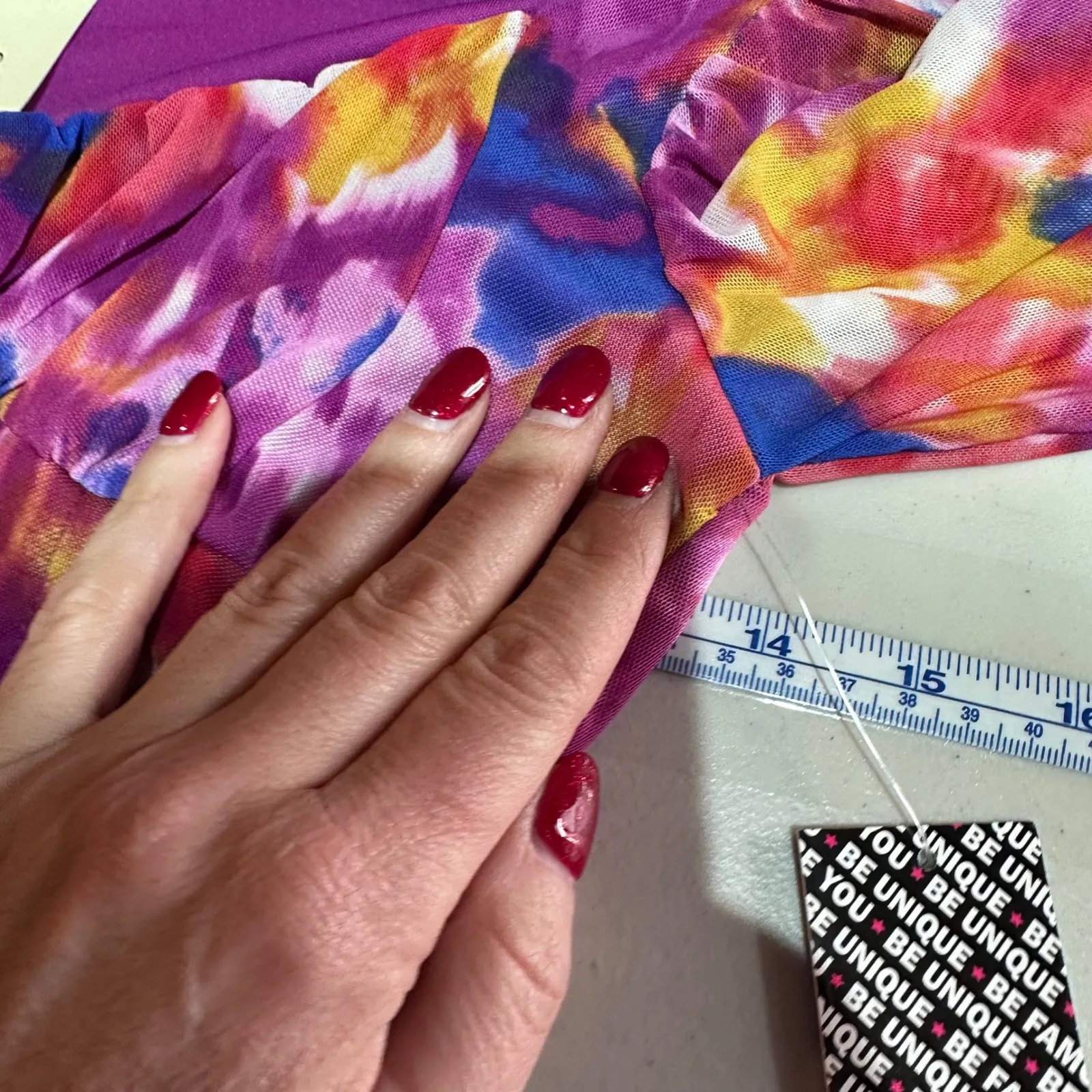 NWT Almost Famous Women Mesh Tie Front Coquette Top Size M Rainbow Pop Y2K Style - Image 8