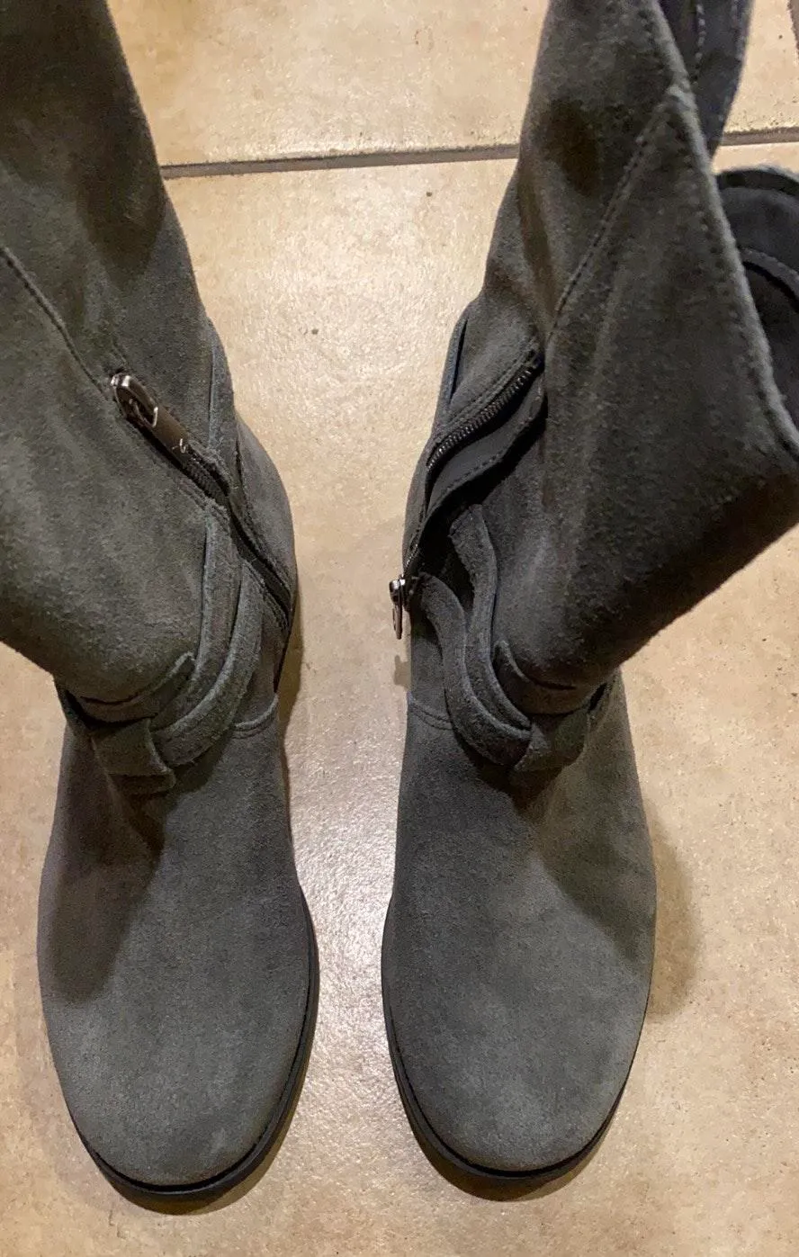 Gray Suede Moto Boots - Image 3