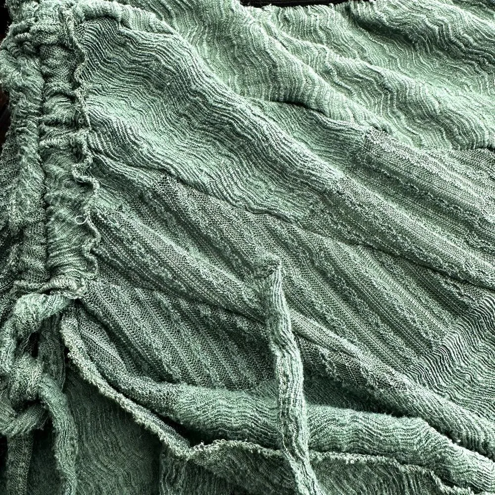 Urban Outfitters Asymmetrical Spliced ​​Mini Skirt Low Rise Boho Chic Green S - Image 3