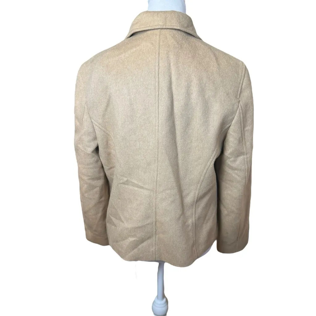 Vintage Talbots 12 Petite Pure Camel Hair Tan Brown Short Peacoat Toggle Close - Image 4