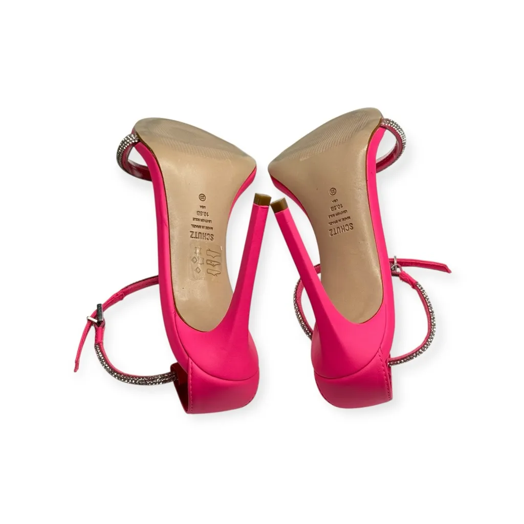 Schutz x Anthropologie 𖦹 Fabienne Crystal Stiletto Heel Sandal 𖦹 Acid Pink 𖦹 - Image 13