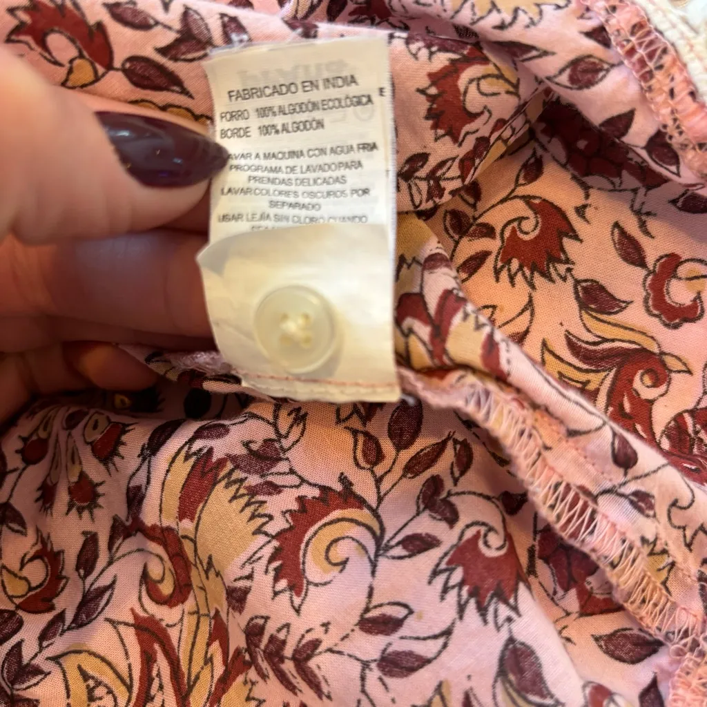 Prana Effie Tank Eyelet Crochet Ivory Lace Boho Burgundy Floral Womens Size L - Image 9