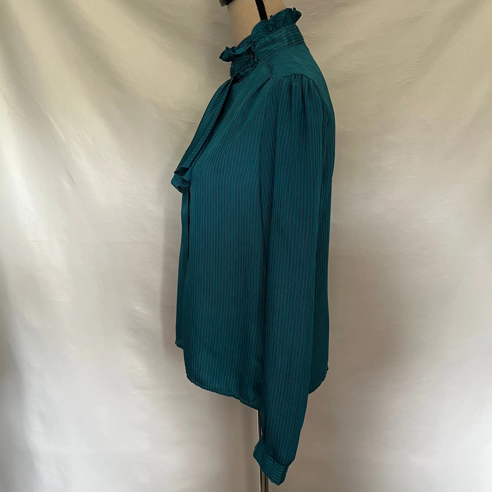 Vtg 80s Jonathan Martin Ruffle Neck Womens Top 11/12 Coquette Secretary Romantic - Image 7