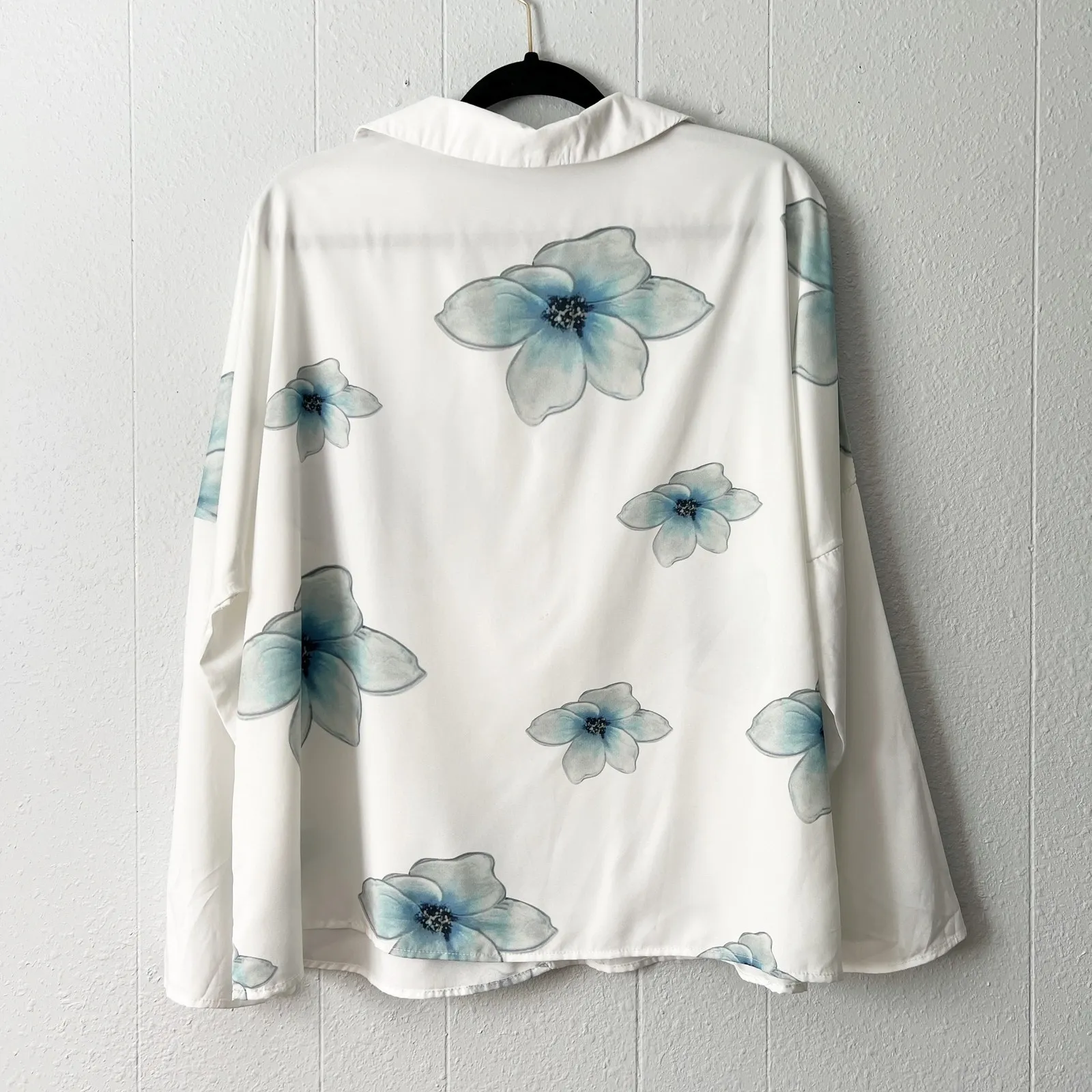 Miss Look Floral Top Womens Large Mature Modest Art Lightweight Career Workwear White - Image 6