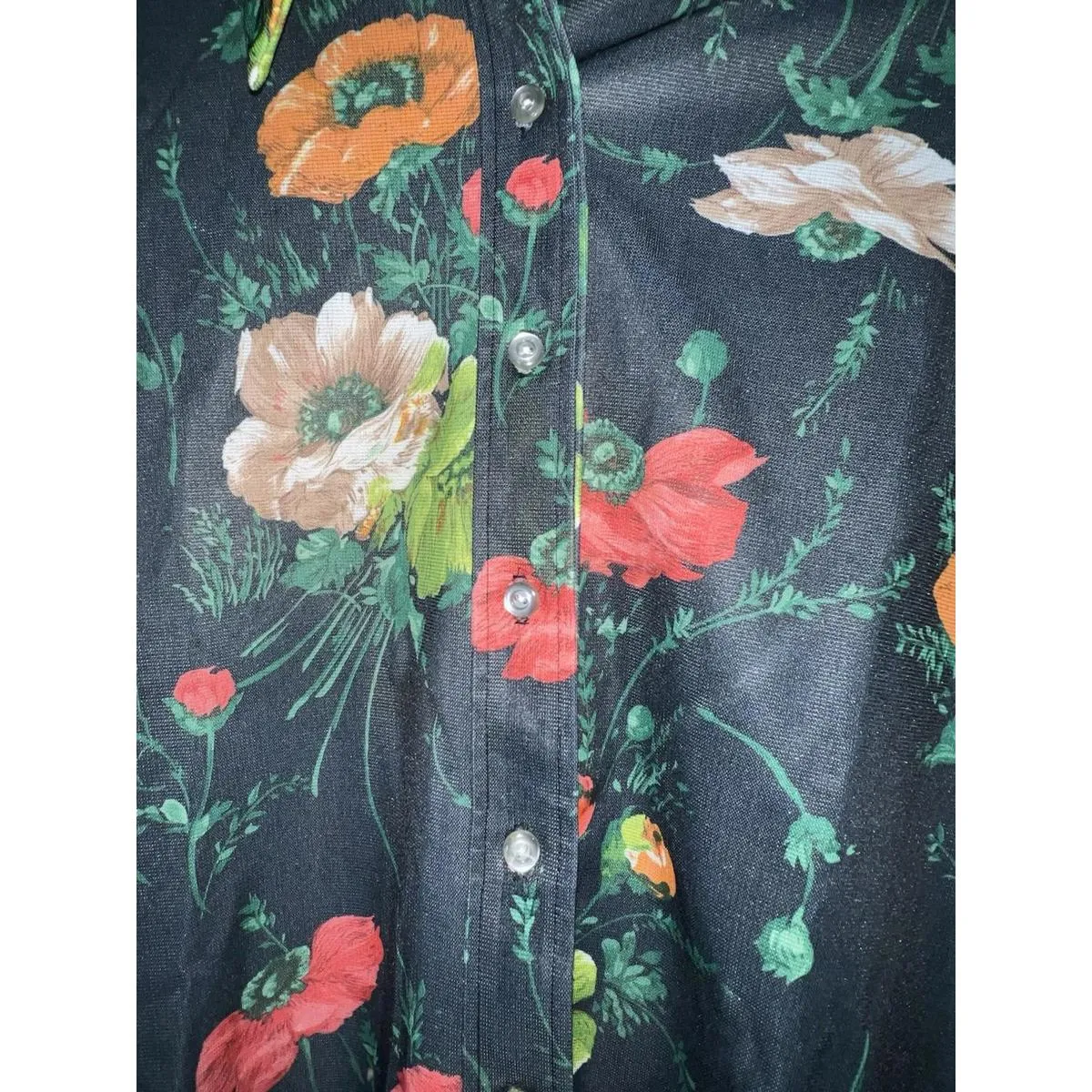 NPC Fashions VTG 1970s Floral Polyester Cottagecore, Grannycore, Boho Shirt M/L Size M - Image 12