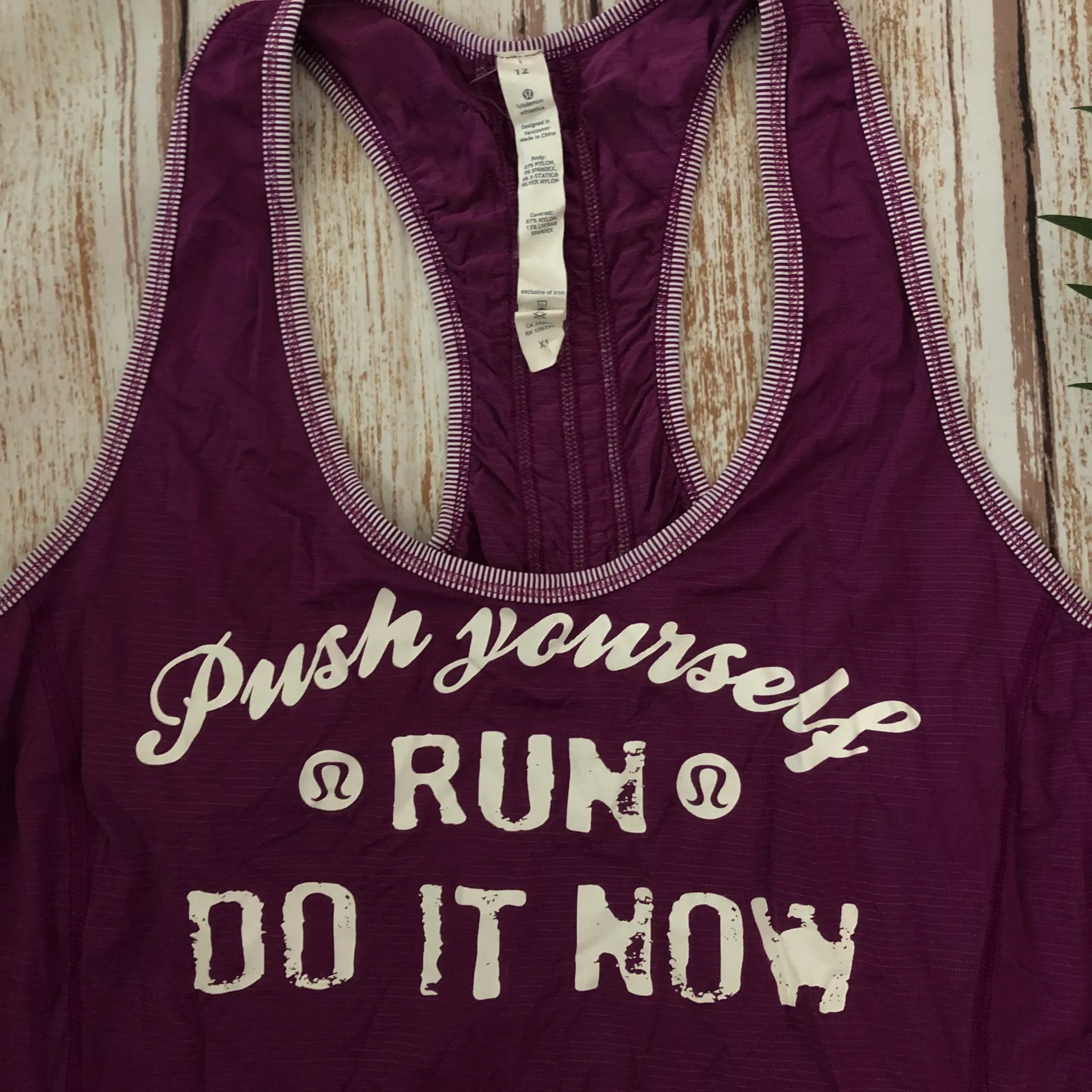 Purple Tank Top Size 12 Push Yourself Run Do It Now - Image 2