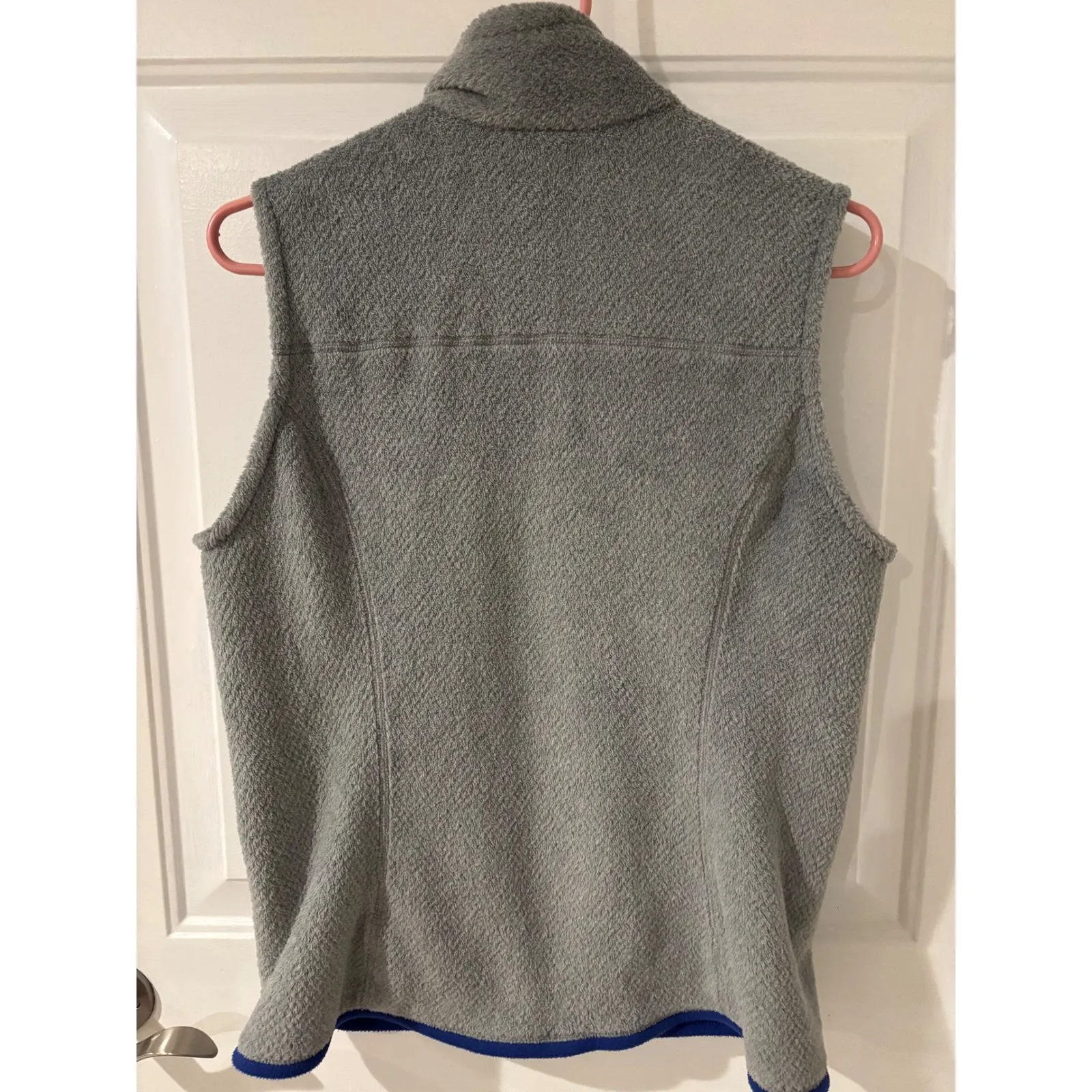 Patagonia Fleece Vest Re Tool Women's Size Large Gray Blue Trim Full Zip Pockets - Image 4