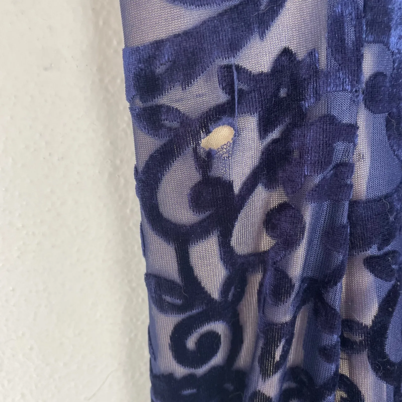 VTG Y2K Steppin' Out Navy Blue Velvet Floral Maxi Dress Gown 9/10‎ Whimsigoth - Image 3